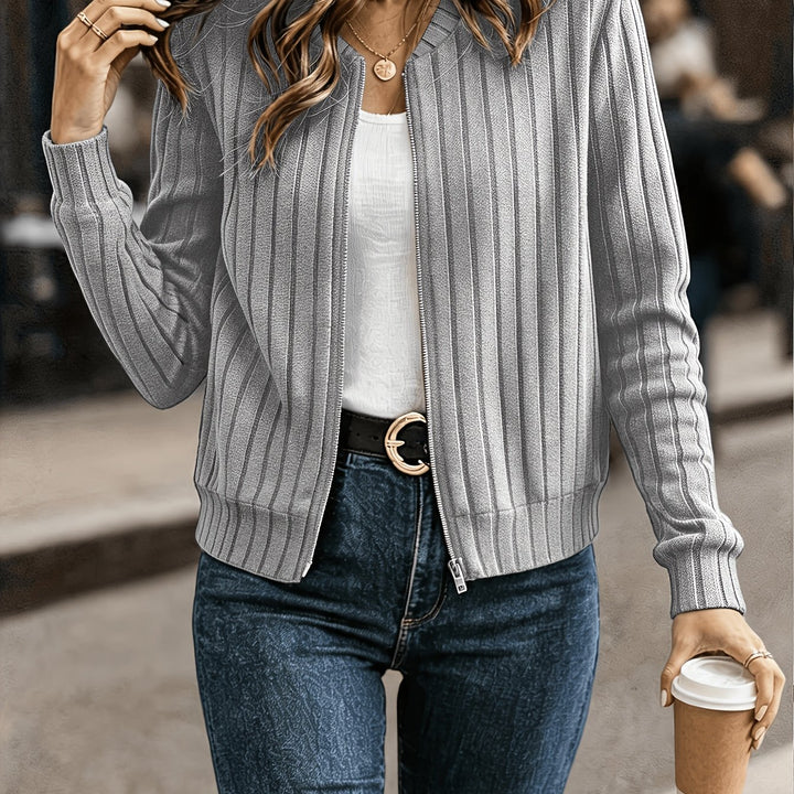 Christine | Gerippte Jacke mit Reißverschluss