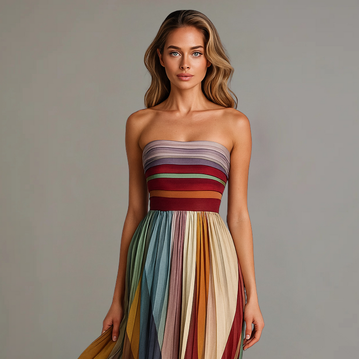 Cornelia | Fließendes Maxikleid mit Streifenmuster