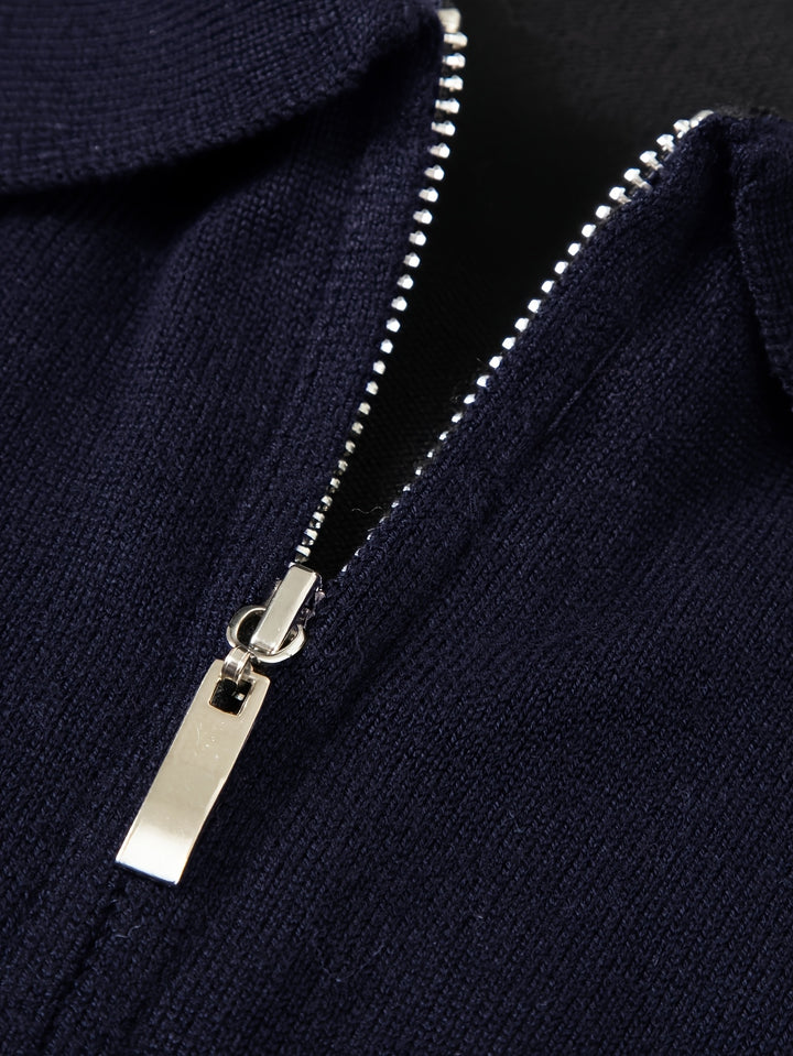 Konstantin | Eleganter Strick-Poloshirt mit Reißverschluss