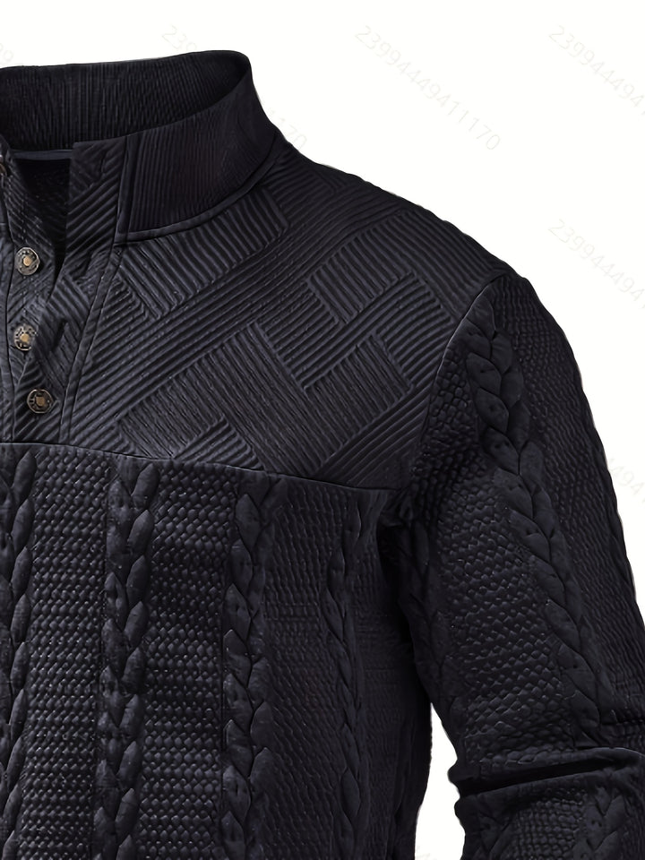 Gottfried | Strukturiertes Henley mit Knopfleiste