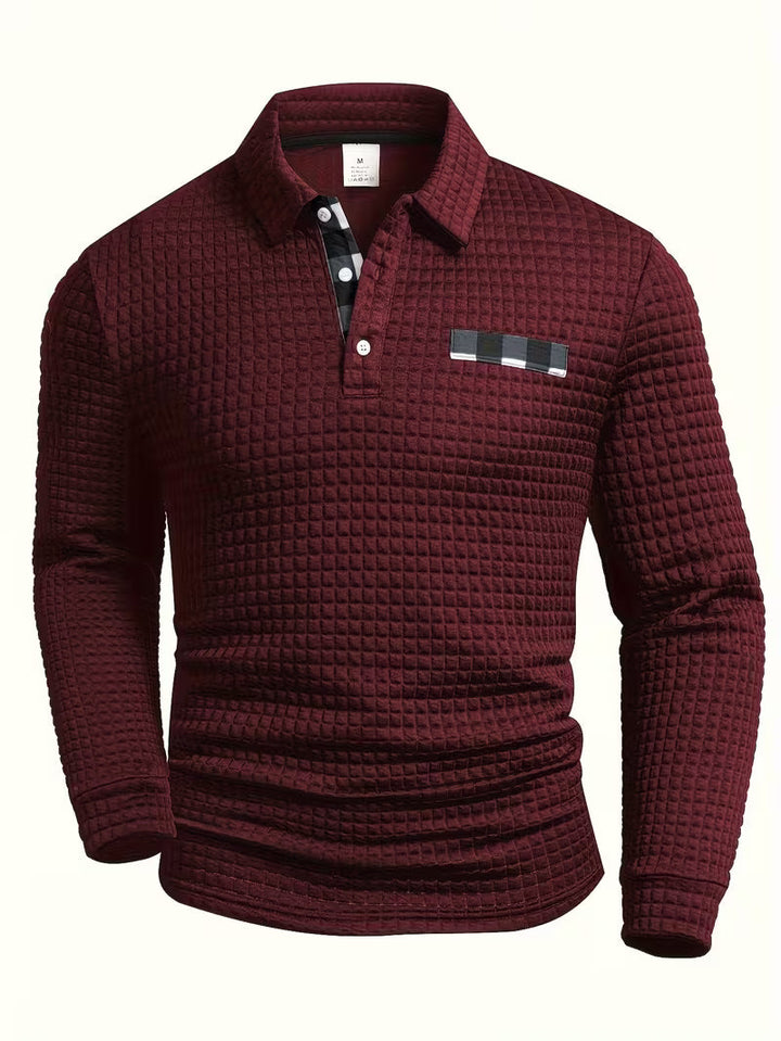 Detlef | Strukturiertes Langarm-Poloshirt