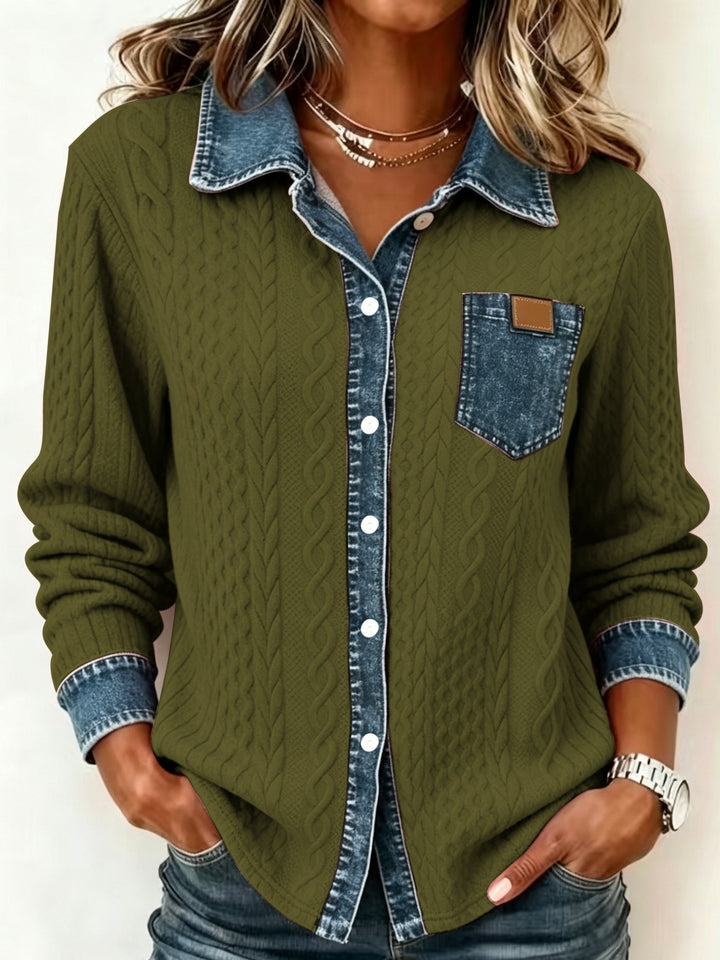Ruth | Strukturierte Strickjacke mit Kontrastdetails