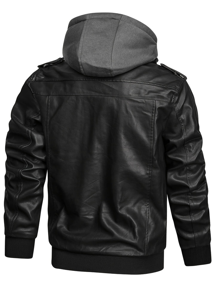 Tobias | Kapuzen-Bikerjacke im Vintage-Stil