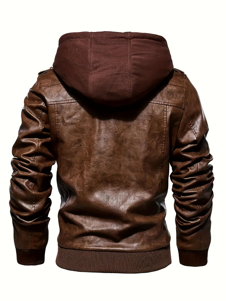 Torsten | Kapuzen-Bikerjacke mit Doppelreißverschluss