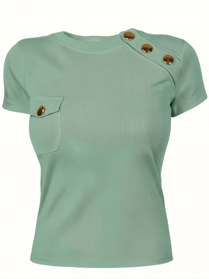 Elsa | Elegantes Kurzarm-Shirt mit Knopfdetail