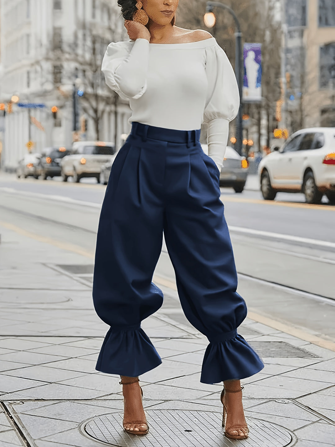 Sigrid | Elegante Weite Hose mit Volantsaum