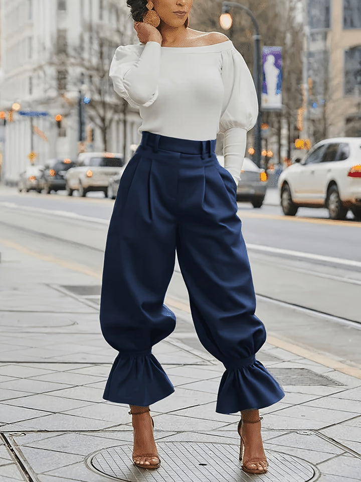 Sigrid | Elegante Weite Hose mit Volantsaum