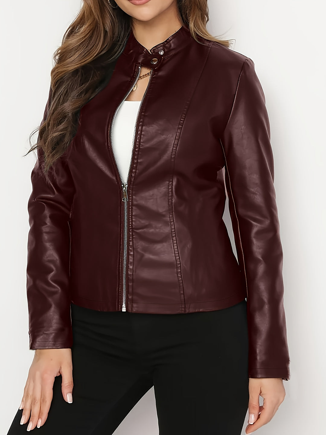 Ilona | Elegante Biker-Jacke mit Stehkragen