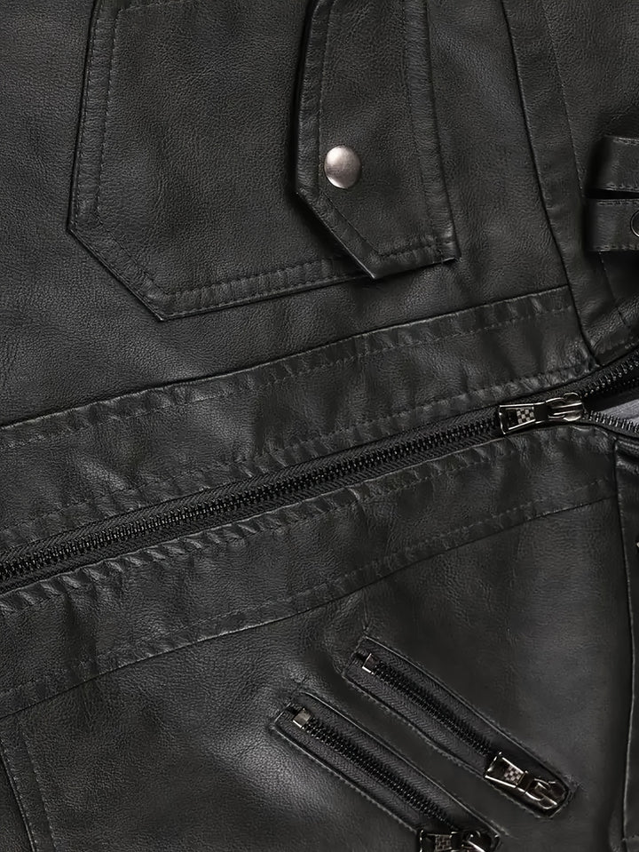 Torsten | Kapuzen-Bikerjacke mit Doppelreißverschluss