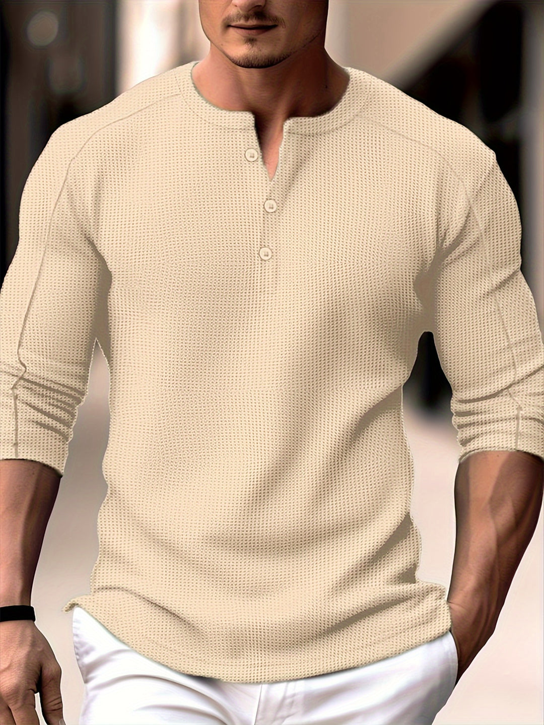 Klaus | Klassisches Henley-Shirt mit Struktur