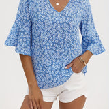 Maren | Blumige Bluse mit Volantärmeln