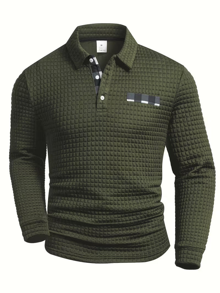 Detlef | Strukturiertes Langarm-Poloshirt
