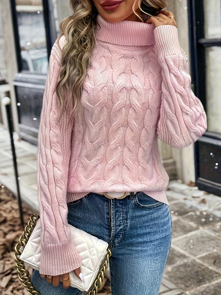 Liane | Weicher Zopfmuster-Pullover mit Rollkragen