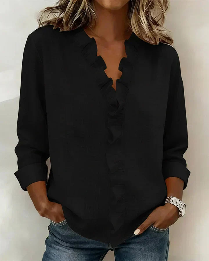 Wilma | Elegante Bluse mit Volant-Ausschnitt
