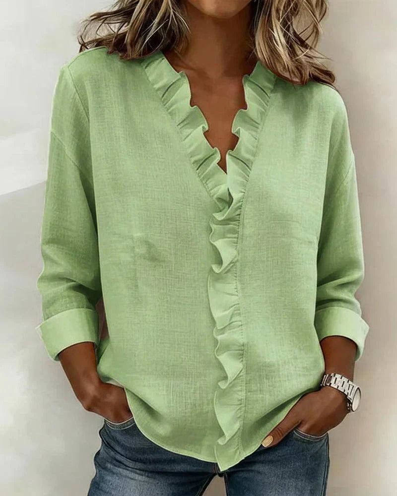 Wilma | Elegante Bluse mit Volant-Ausschnitt