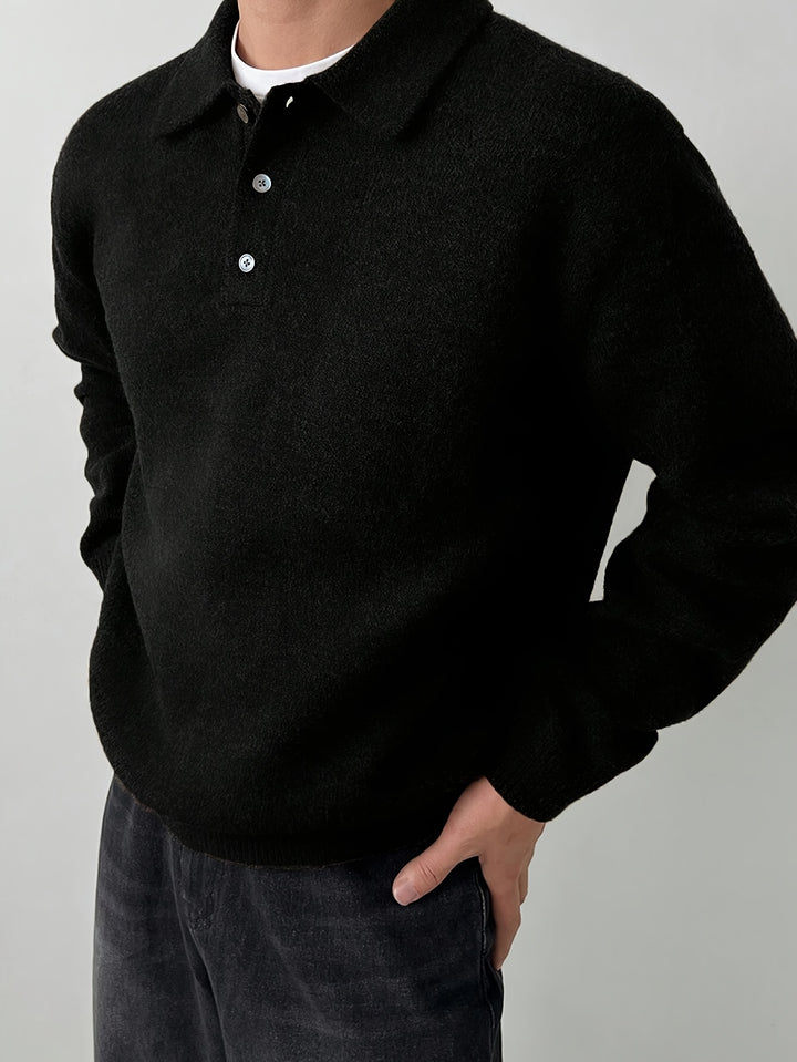 Wendelin | Weicher Strick-Poloshirt mit Kragen