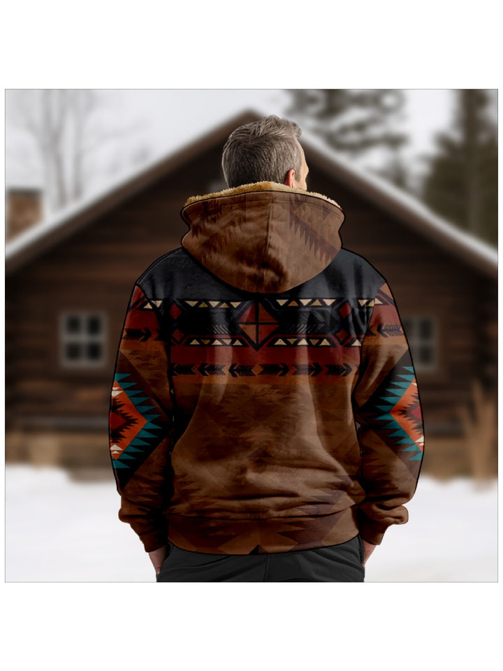 Olaf | Warm gefütterte Kapuzenjacke im Ethno-Stil