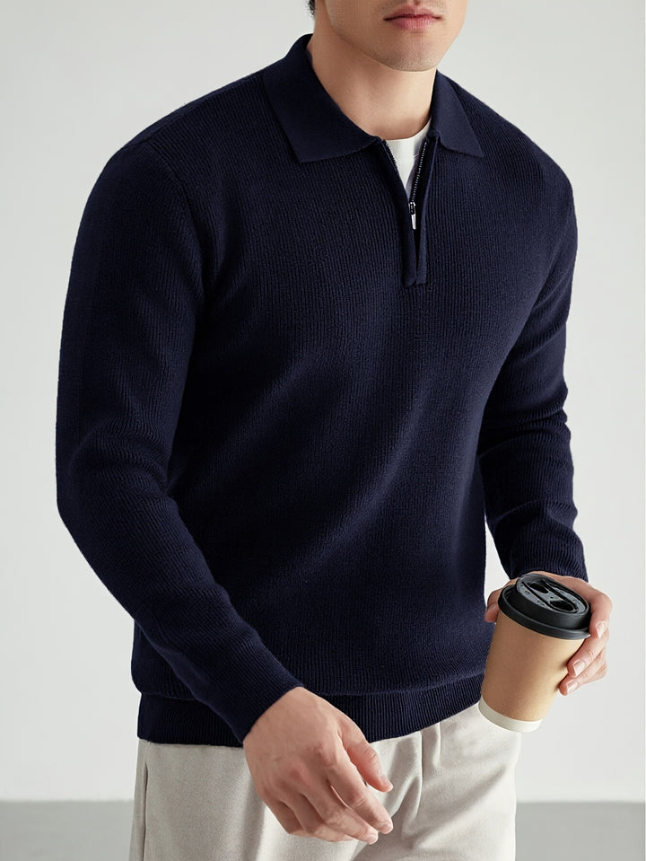 Konstantin | Eleganter Strick-Poloshirt mit Reißverschluss