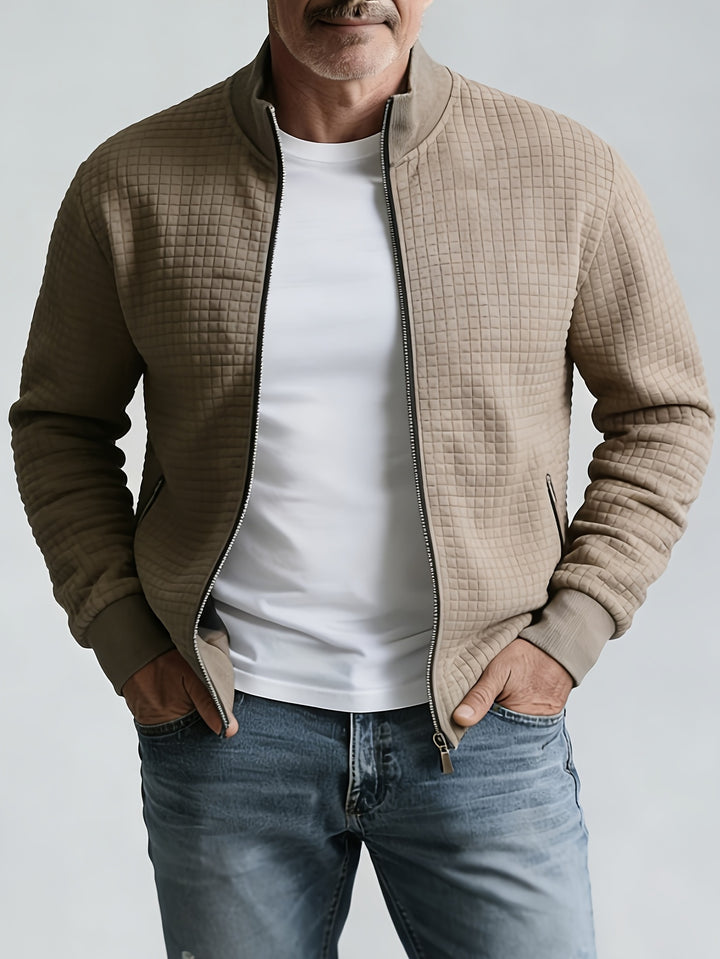 Joachim | Strukturierte Zip-Jacke mit Stehkragen