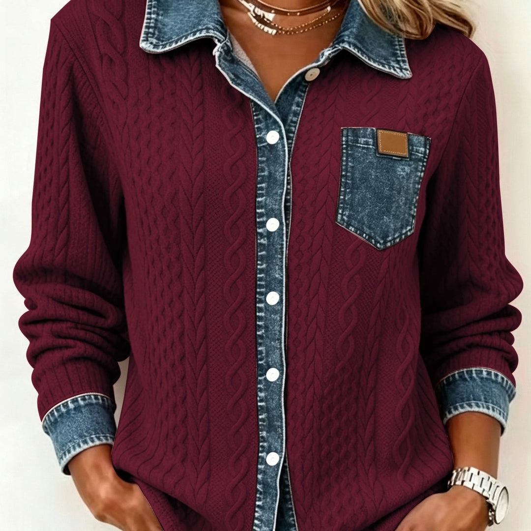 Ruth | Strukturierte Strickjacke mit Kontrastdetails