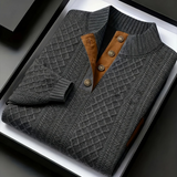 Wolfram | Edler Stehkragen-Pullover mit Knopfleiste