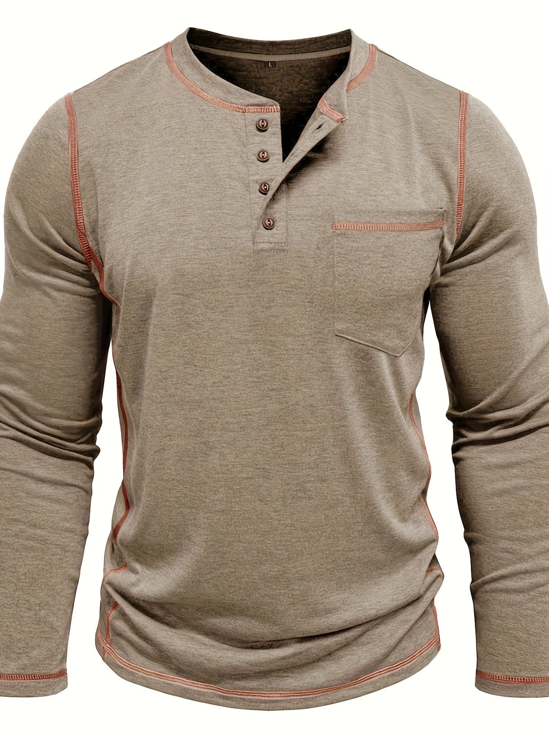 Emmerich | Markantes Henley-Shirt mit Kontrastnähten