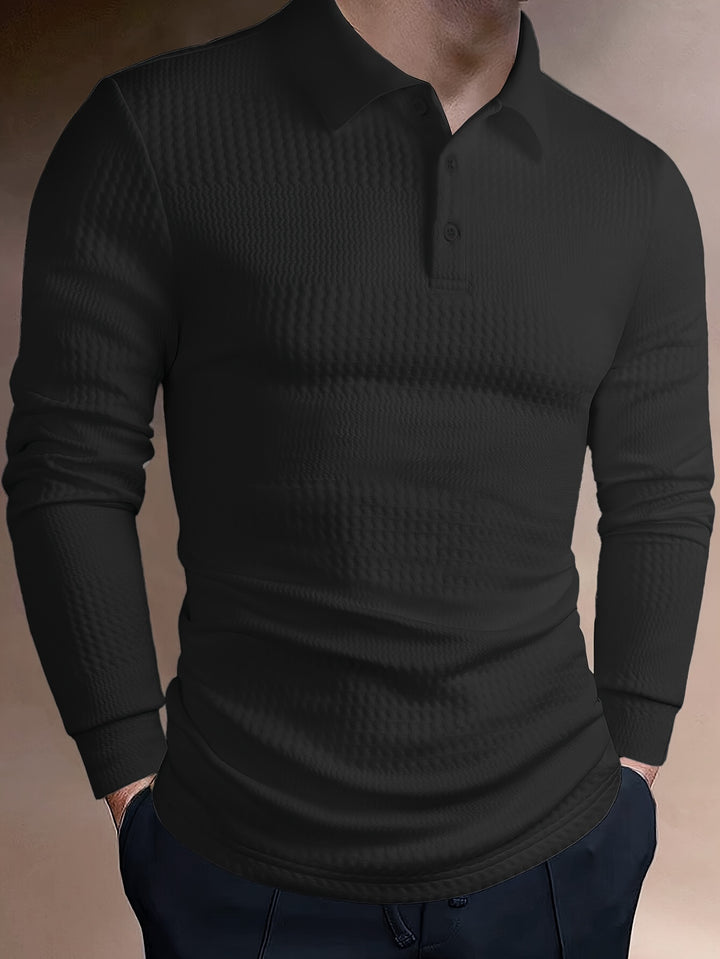 Dietrich | Strukturiertes Langarm-Poloshirt