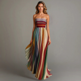 Cornelia | Fließendes Maxikleid mit Streifenmuster