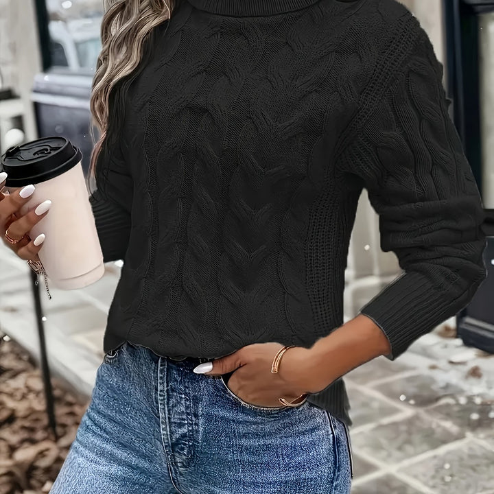 Liane | Weicher Zopfmuster-Pullover mit Rollkragen