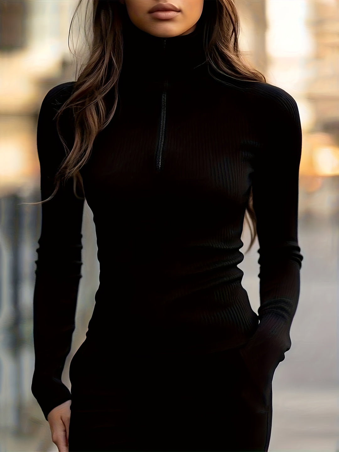 Jana | Figurbetontes Stehkragen-Shirt mit Zipper