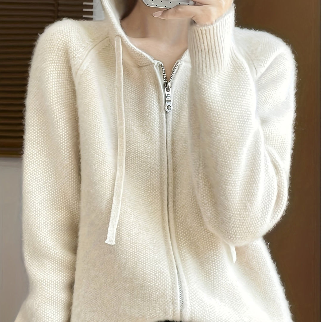 Liesel | Weiche Kapuzen-Strickjacke mit Reißverschluss