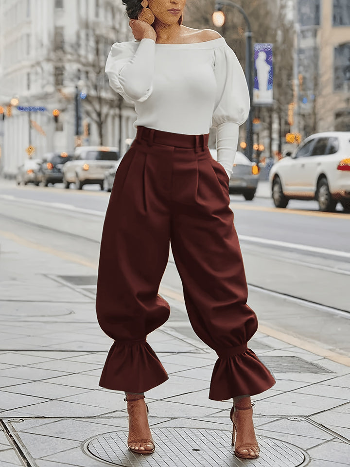 Sigrid | Elegante Weite Hose mit Volantsaum