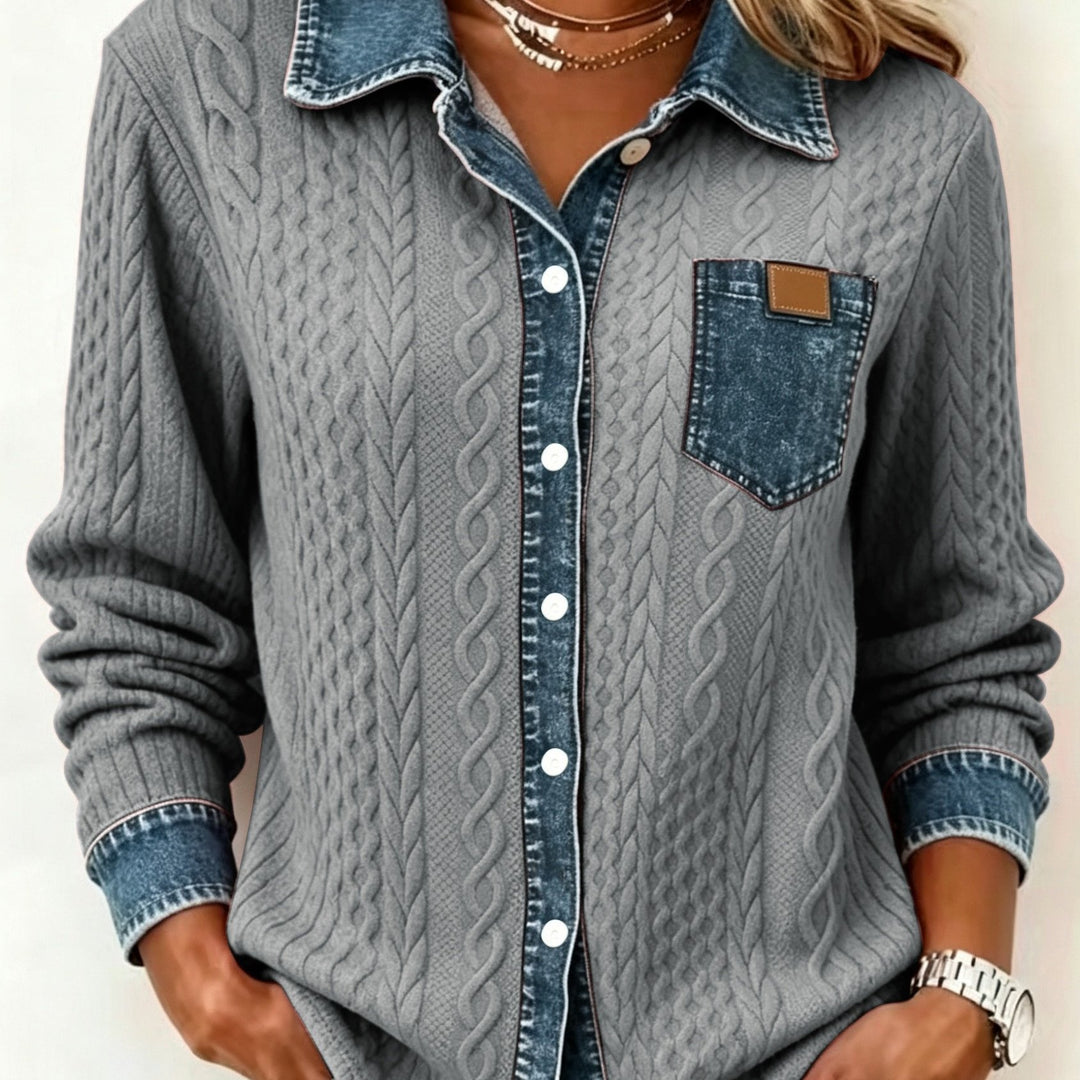 Ruth | Strukturierte Strickjacke mit Kontrastdetails