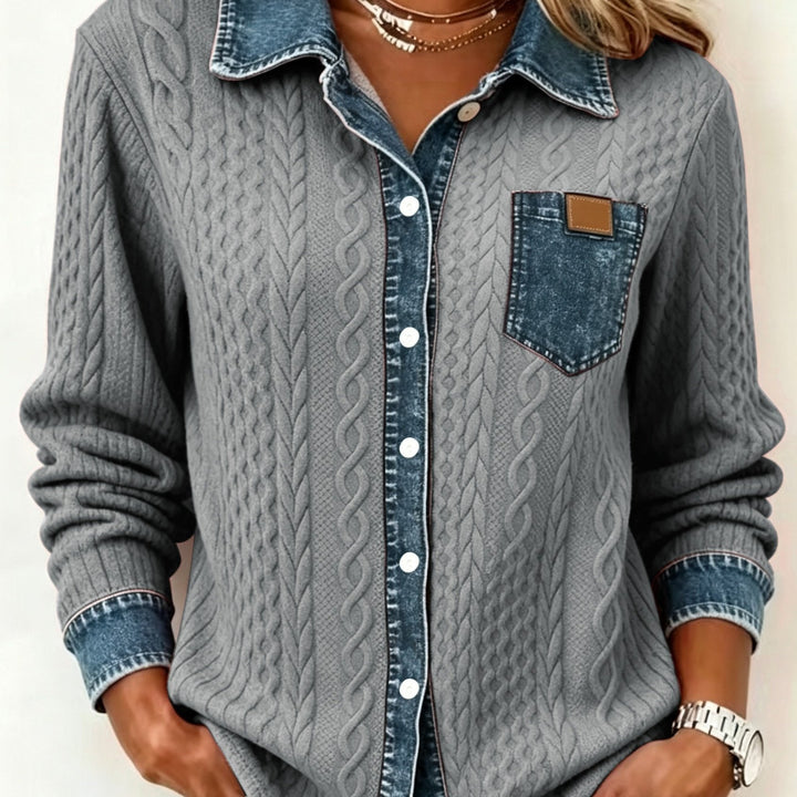 Ruth | Strukturierte Strickjacke mit Kontrastdetails