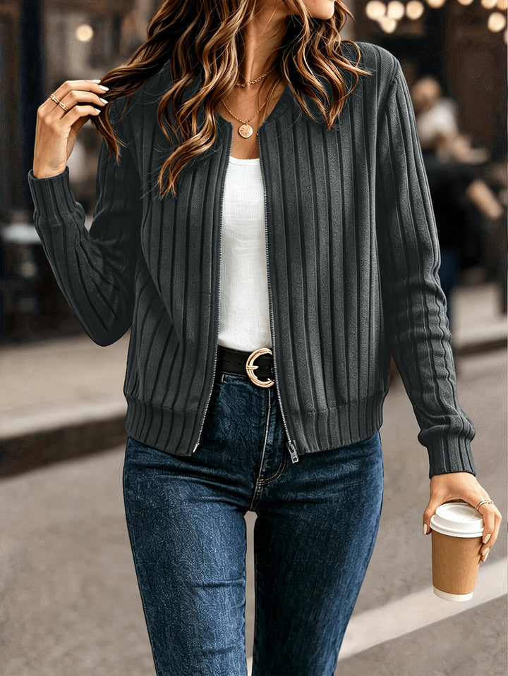 Christine | Gerippte Jacke mit Reißverschluss