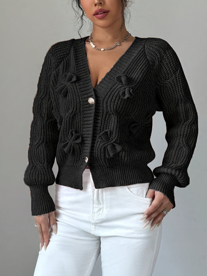 Editha | Zarte Schleifen-Strickjacke