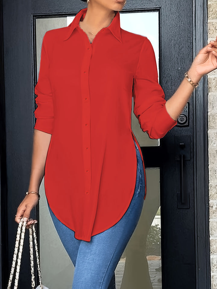 Almut | Elegante Longbluse mit Seitenschlitz