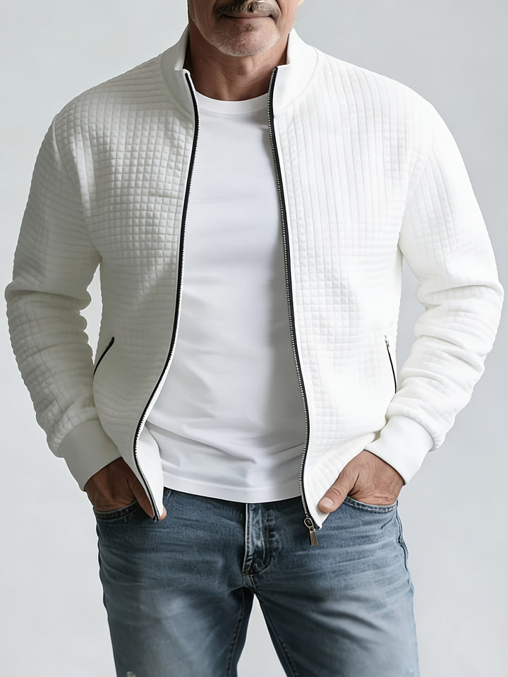 Joachim | Strukturierte Zip-Jacke mit Stehkragen