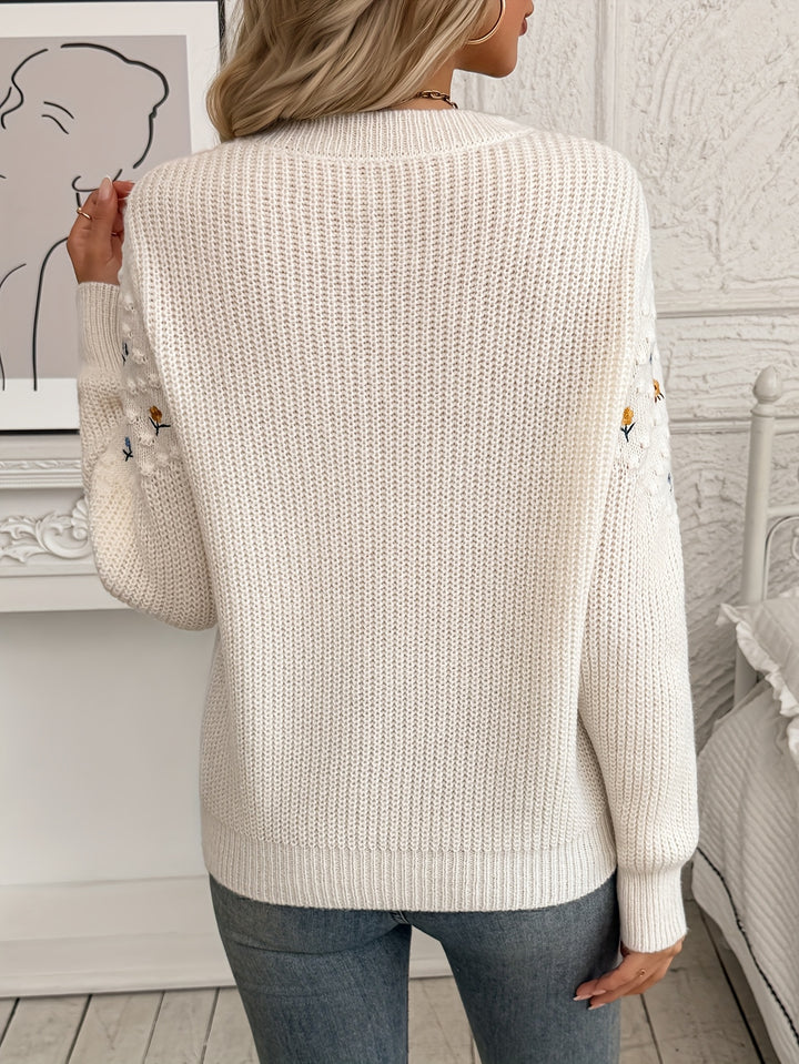 Rosalinde | Bestickter Blüten-Pullover