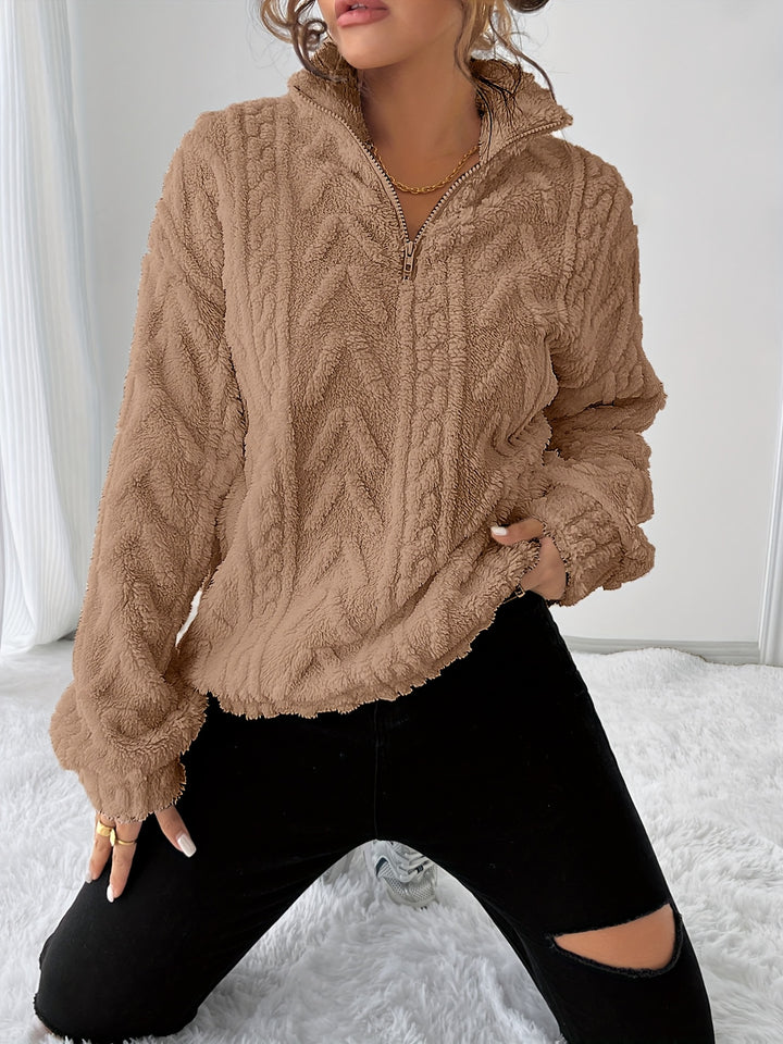 Carolin | Kuschelweicher Struktur-Pullover mit Stehkragen