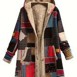 Erna | Kuschelweicher Kapuzenmantel im Patchwork-Look