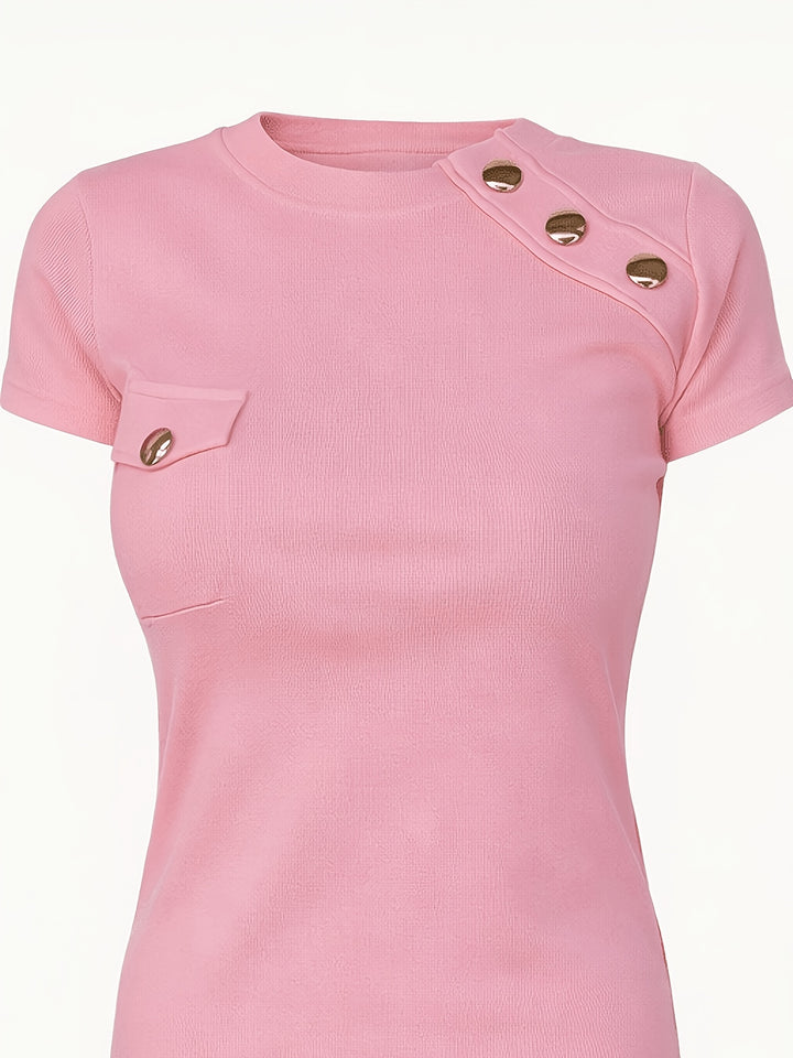 Elsa | Elegantes Kurzarm-Shirt mit Knopfdetail