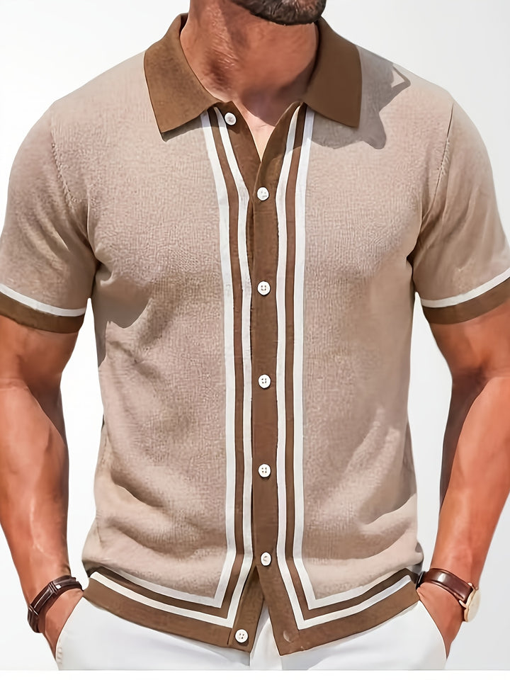 Henning | Elegantes Kurzarm-Poloshirt mit Streifendetail