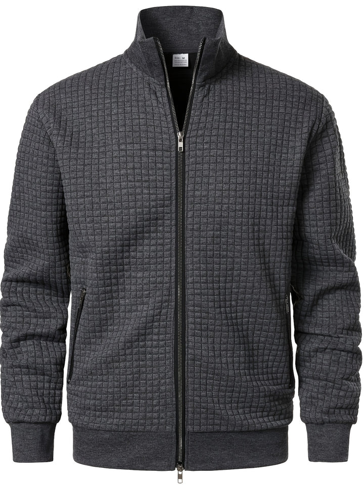 Joachim | Strukturierte Zip-Jacke mit Stehkragen