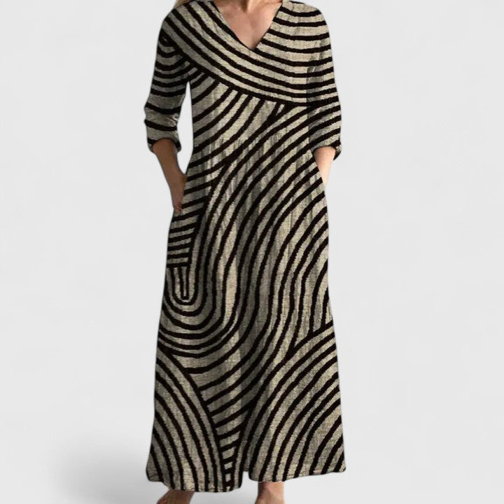 Cordula | Elegantes Maxikleid mit Grafik-Muster
