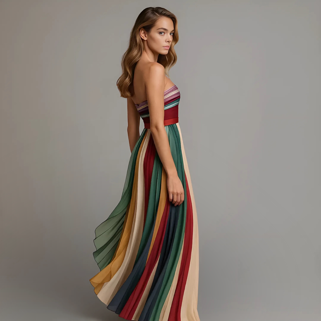 Cornelia | Fließendes Maxikleid mit Streifenmuster