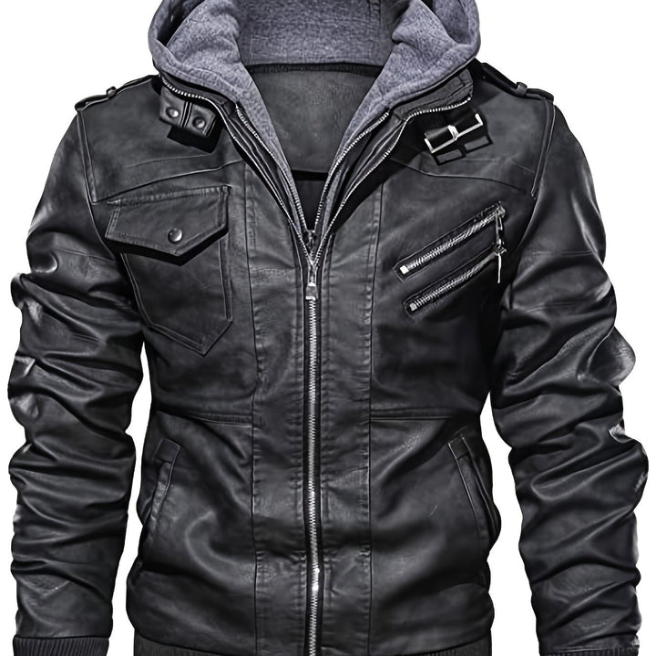 Tobias | Kapuzen-Bikerjacke im Vintage-Stil