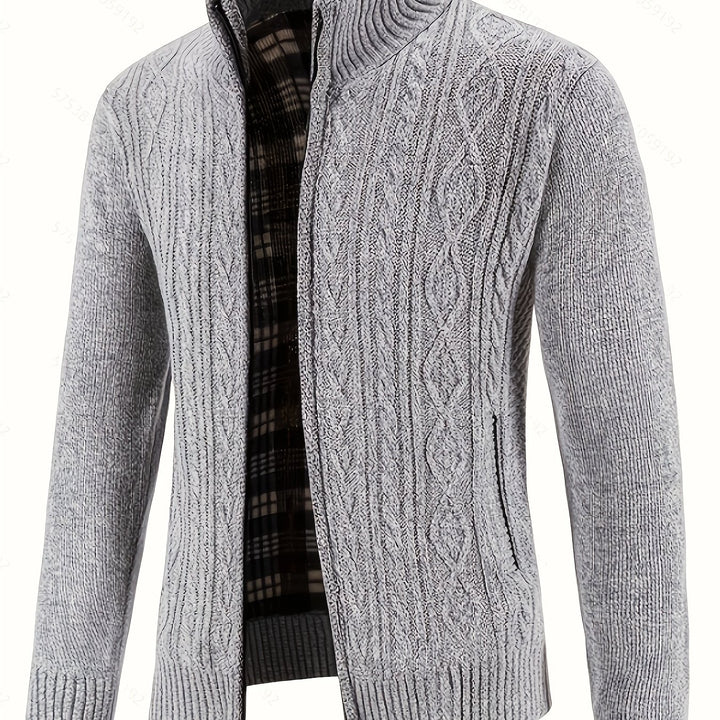 Björn | Strukturierte Strickjacke mit Stehkragen