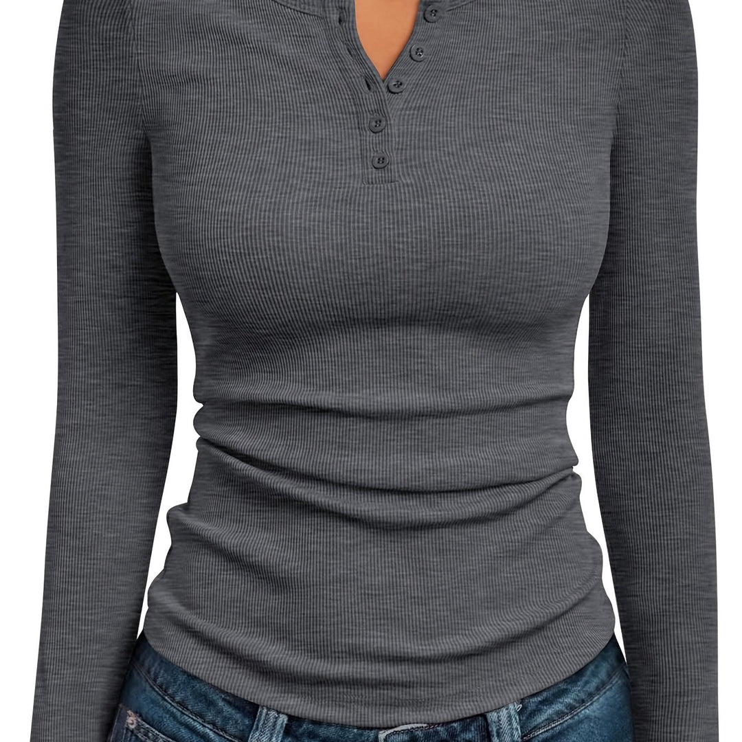 Rita | Figurbetontes Langarmshirt mit Knopfleiste