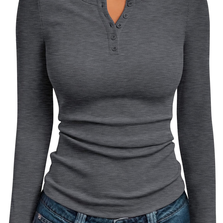 Rita | Figurbetontes Langarmshirt mit Knopfleiste
